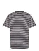 Dpfine Stripe Boxy Tee Tops T-shirts Short-sleeved Grey Denim Project