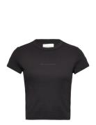 90S Rib Baby Tee Black Tops T-shirts & Tops Short-sleeved Black ABRAND