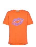 Coster Copenhagen T-Shirt With Kissing Lips - Mid Sle Orange