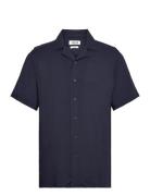 Sdfaye Shirt Tops Shirts Short-sleeved Blue Solid
