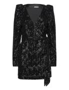 Sequins Mini Wrap Dress Designers Short Dress Black ROTATE Birger Chri...