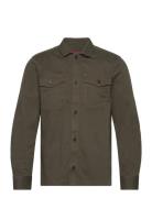 Merchant Herringb Overshirt Tops Overshirts Khaki Green Superdry