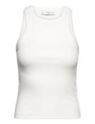 Ribbed Cotton-Blend Top Tops T-shirts & Tops Sleeveless White Mango
