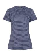 Lauren Ralph Lauren Striped Slub Jersey Pocket Tee Marinblå