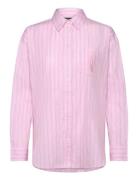 Lauren Ralph Lauren Relaxed Fit Striped Broadcloth Shirt Rosa