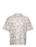 Wbbanks Leo Shirt Designers Shirts Short-sleeved Beige Woodbird
