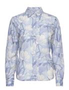 GANT Reg Magnolia Print Cot Silk Shirt Blå