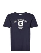 Reg Logo Ss T-Shirt Tops T-shirts & Tops Short-sleeved Navy GANT