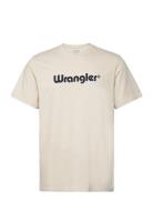 Logo Tee Tops T-shirts Short-sleeved Cream Wrangler