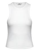 Ribbed Tank Tops T-shirts & Tops Sleeveless White Lee Jeans