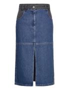 Black And Blue Denim Midi Skirt Designers Knee-length & Midi Blue Stel...