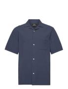 Seersucker Kenji Shirt Ss Tops Shirts Short-sleeved Blue Mads Nørgaard