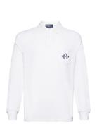 Classic Fit Monogram Terry Polo Shirt Tops Polos Long-sleeved White Po...