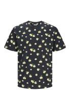 Jack & J S Jjsunshade Aop Tee Ss Crew Neck Svart