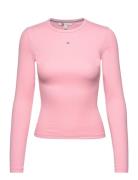 Tjw Slim Essential Rib Ls Tops T-shirts & Tops Long-sleeved Pink Tommy...