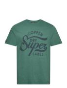 Copper Label Script Tee Tops T-shirts Short-sleeved Green Superdry