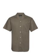 Bowling Cotton Linen Shirt S/S Tops Shirts Short-sleeved Khaki Green C...