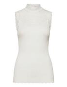 Rwbenita Sl Turtleneck Lace Top Tops T-shirts & Tops Sleeveless White ...