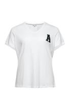 Carelodie Ss V-Neck Tee Jrs Tops T-shirts Short-sleeved White ONLY Car...