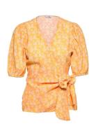 Enivory Ss Top Aop 6902 Tops Blouses Long-sleeved Orange Envii