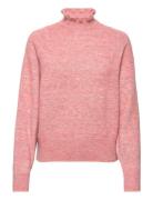 Ruffled High-Neck Lurex Pullover Tops Knitwear Turtleneck Pink Scotch ...