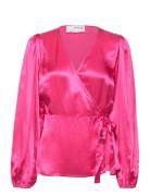 Slfeva-Fanni Ls Wrap Top Ex Tops Blouses Long-sleeved Pink Selected Fe...