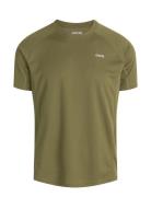 ZEBDIA Men Sports T-Shirt/Chest Print Khaki Green