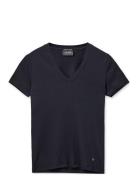 Mmnicole V-Ss Rib Tee Tops T-shirts & Tops Short-sleeved Navy MOS MOSH