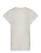 Mango Short-Sleeved Ruffle T-Shirt Vit