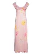 By Ti Mo Dotted Georgette Maxi Dress Rosa