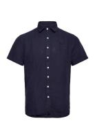 Sebago Linen Shirt Short Sleeve Marinblå