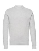 Selected Homme Slhdane Ls Knit Structure Crew Neck Noos Grå