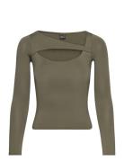 Gina Tricot Cutout Top Khaki Green