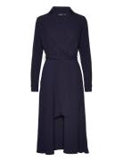 Lauren Ralph Lauren Surplice Georgette Midi Dress Marinblå