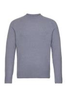 Knitted Sweater With Ribbed Details Tops Knitwear Round Necks Blue Man...
