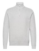 Selected Homme Slhdane Ls Knit Structure Half Zip Noos Grå