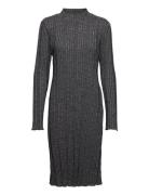 Irma Rib Dress Knälång Klänning Grey Gina Tricot