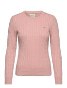 GANT Stretch Cotton Cable C-Neck Rosa