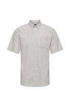 ONLY & SONS Onsremy Ss Slim Wash Stripe Oxford Shirt Grå