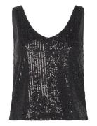 ONLY Onlana S/L V-Neck Sequins Top Jrs Svart