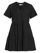 Viprisilla S/S V-Neck Short Dress Kort Klänning Black Vila