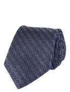 Portia 1924 Geometric Pattern Silk Tie Blå