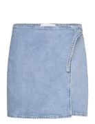 Buckle Wrap A-Line Denim Skirt Kort Kjol Blue Calvin Klein Jeans