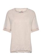 MOS MOSH Mmkalu O-Ss Fringe Tee Beige