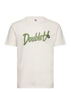 Double A By Wood Wood Ace Script & Badge T-Shirt Kräm