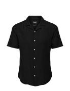 Onscaiden Ss Solid Resort Linen Noos Tops Shirts Short-sleeved Black O...