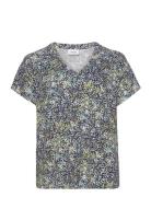 Fpfloral Tee 1 Tops T-shirts & Tops Short-sleeved Navy Fransa Curve