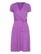 Surplice Jersey Dress Kort Klänning Purple Lauren Ralph Lauren