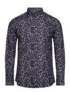 Jack & J S Jprblanordic Print Shirt L/S Sn Marinblå