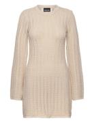 Pcjesca Ls O-Neck Knit Dress Bc Kort Klänning Beige Pieces